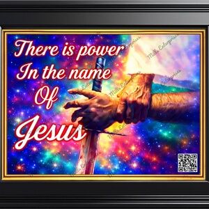 Dazzling Christian Wall Hanging Artwork There Is Power in the Name of Jesus!